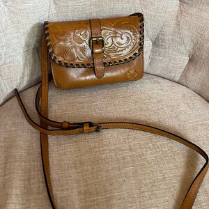 Patricia Nash Tan Embossed Leather Crossbody Bag